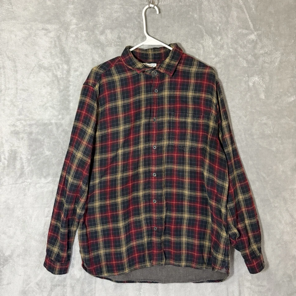 Camisa de franela en L Carbon2Cobalt para hombre roja azul marino a cuadros manga larga capas de otoño Foto 2 de 4