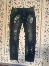 Balmain Paris Men’s Jeans Designer Size 36 Slim Skinny American Flag Detail Acid