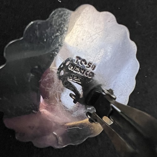 Orecchini Vintage Taxco Argento Sterling Bicolore Cupola Bottone Clip On 1,25" 28g - Foto 10 di 11