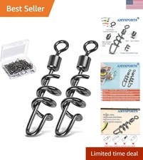 Durable Saltwater and Freshwater Fishing Swivels Set - 198lb Strength, 50 pcs