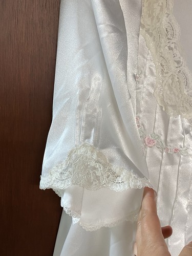 Vintage Barbizon Peignoir Set weiß Satin 2-teilig volle Länge Morgenmantel & Kleid XL/XXL? - Bild 4 von 12