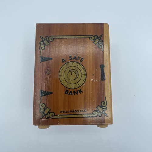 Vintage Safe Bank Holzschatulle Schmuckkästchen Wells Fargo & Co Sammlerstück - Bild 2 von 12
