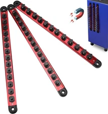 Magnetic Socket Holder Organizer Set: 3-Piece Detachable 1/4, 3/8, 1/2 Socket Tr