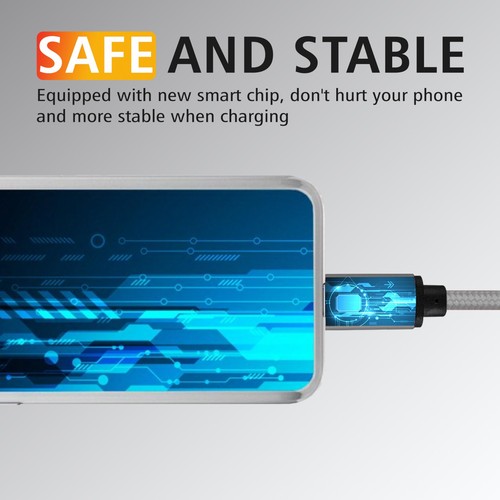 3 Pack Braided USB A to USB C Cable Fast Charging Cord Quick Charger Data Sync - Picture 3 of 9