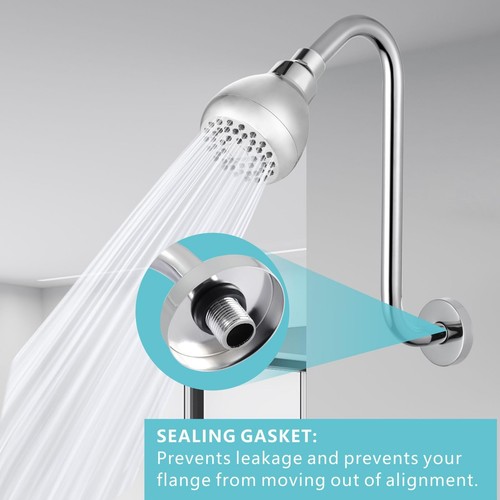 Nuodan Shower Head Extension Arm with Flange, S Shaped High Rise Gooseneck Sh... - Picture 5 of 7