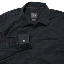Armani Exchange Shirt Men M Black Button Up Long Sleeve 100 Cotton Sleeve Logo