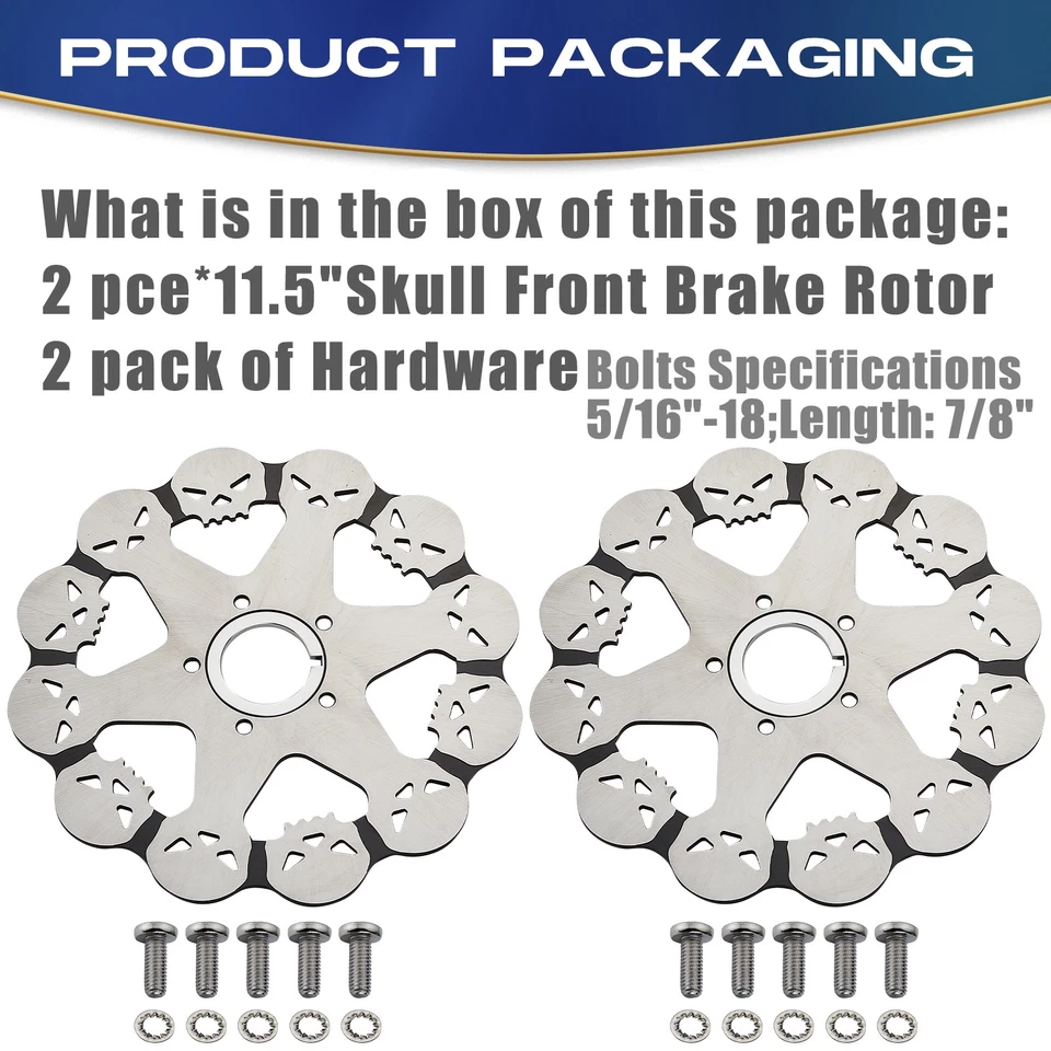 2 шт. 11,5 черепа переднего тормоза ротора Harley Touring Electra Glide Heritage Softail - Изображение 2 из 4