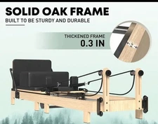 Foldable Pilates Reformer Oak Wooden Home Pilates Equipment Studio Gym.