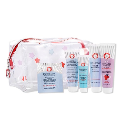 First Aid Beauty Skincare Travel Set 5pc Gift Bag Kit Ultra Repair Cream KP Bump - Picture 1 of 3