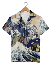 Gyarados Pokemon Hawaiian Shirt Japanese Wave Art Inspired Pokemon Aloha Shirt f