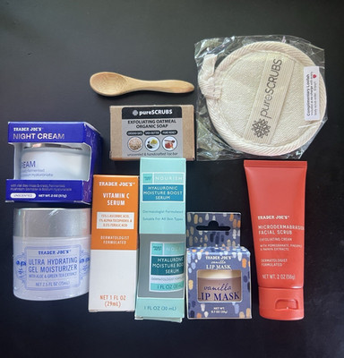 Trader Joe's Skin Care Set Vitamin C Serum Night Cream Scrub Lip Mask