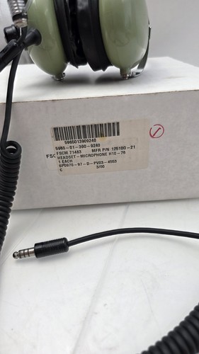 Juego de cabezas David Clark H10-76 aviación militar 5965-01-390-9240 sin probar - Imagen 1 de 9