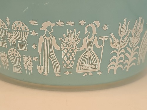 Lot de 6 casseroles vintage Pyrex Amish imprimé beurre Cendrillon blanc turquoise - Photo 7/20