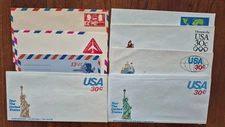8 different Unused US Postal Stationery Airmail Envelopes, 5 to 30 cents