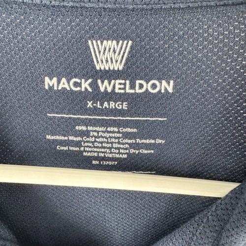 Mack Weldon Men's Navy Textured Polo Shirt X-Large Short Sleeve Pocket - Picture 4 of 6