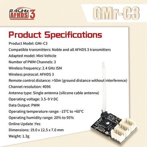 Flysky Noble NB4 PL18 GMR 2.4GHz 4Channel AFHDS Receiver # GMR-C3 - Picture 9 of 9