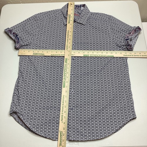 Robert Graham Shirt Mens XL Geometric Short Sleeve Button Up Casual - Picture 13 of 14