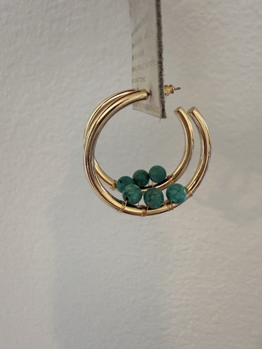 Goldene Creolen und grüne Türkis Ohrringe - Anthropologie - NEU! - Bild 1 von 9