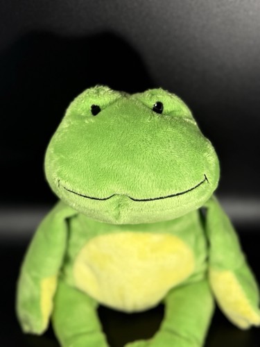 2010 TY Pluffies PONDS Green 11” Soft Plush Green Yellow Frog Super Cute - Picture 2 of 9