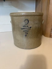 Antique 2 Gallon Stoneware Salt Glaze Crock Crockery Stoneware Crock