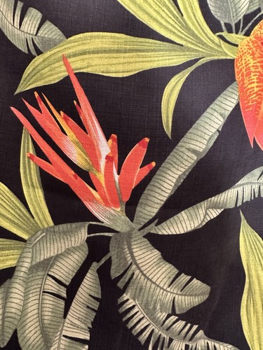 Tommy Bahama Tropical Flower Palm Design Black Orange Green Silk Tank Top Sz 10 - Picture 2 of 4