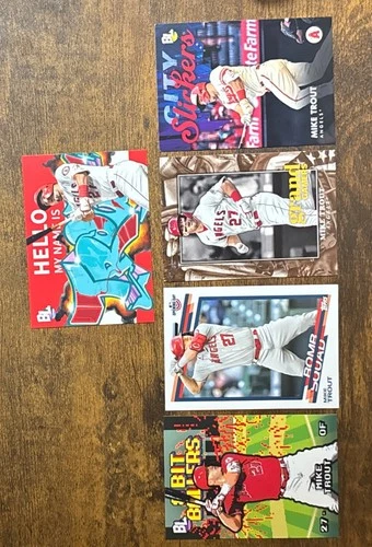 (5) 2023-24 Mike Trout Insert Baseball Card Lot - Los Angeles Angels - Inserts
