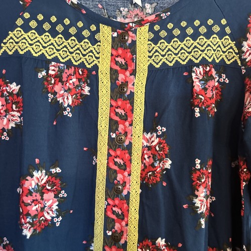 Matilda Jane 435 Girls Multicolor Embroidered Floral Button-Up Top Size 16 - Picture 2 of 4