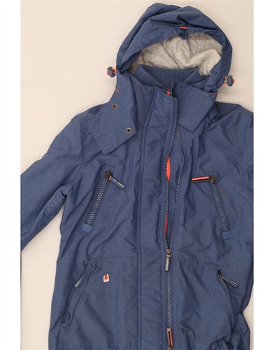 SUPERDRY Mens Hooded Windbreaker Jacket UK 38 Medium Blue Nylon CP00 - Picture 4 of 5