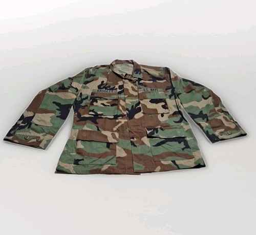 Abrigo de Colección Años 80 Marina de los Estados Unidos Clima Caliente Bosque Camuflaje Chaqueta de Combate BDU Mediano Reg - Imagen 2 de 24