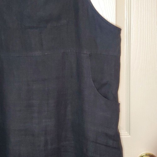Talbots Black 100% Linen Shift Midi Dress Size M - Afbeelding 4 van 11