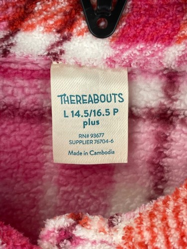 Thereabouts Girls L 14.5/16.5 Plus Pink Pop Plaid Shirt Jacket w Pockets - Picture 7 of 10