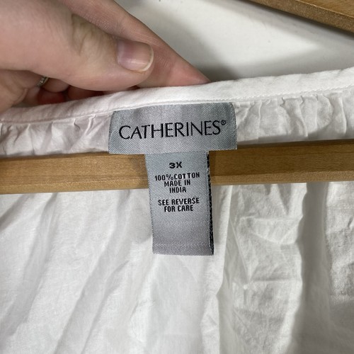 Top tunica Catherines bianco uncinetto pizzo orlo contadino coquette cottagecore taglia 3X - Foto 8 di 11