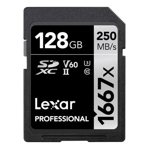 Carte mémoire SDXC UHS-II Lexar Pro 1667x 128 Go, 250 Mo/s lecture, 120 Mo/s écriture - Photo 2 sur 9