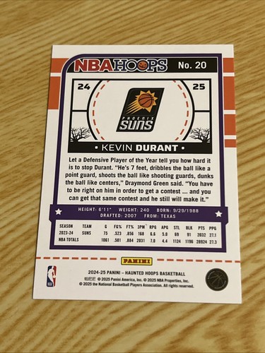 2025 Panini Haunted Hoops #20 Kevin Durant - Picture 2 of 2