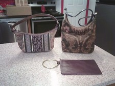 FOSSIL WRISTLET, AND 2 VINTAGE TAPESTRY SHOULDER BAGS