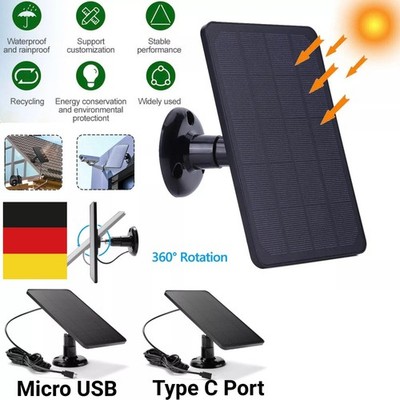 360°15W 5V Solarpanel USB+Typ-C wasserdicht für Überwachungskamera mit 3m Kabel