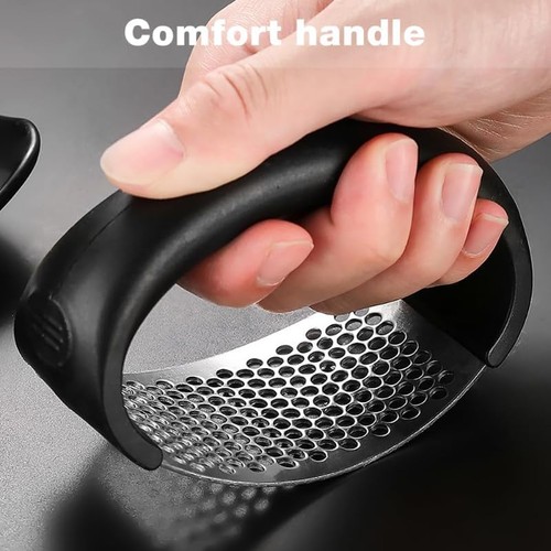 Portable Stainless Steel Garlic Press Rocker with Peeling Drum - Black - Picture 4 of 11