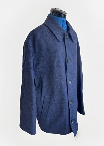 Magee Donegal Tweed Mohair Wool Cashmere Navy Button Down Coat Jacket - Picture 4 of 14