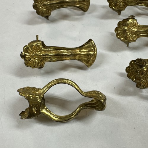 Vintage Messing Cafe Gardinenclips Klappschelle Klemme 9 Stück 1,25" Österreich - Bild 2 von 3