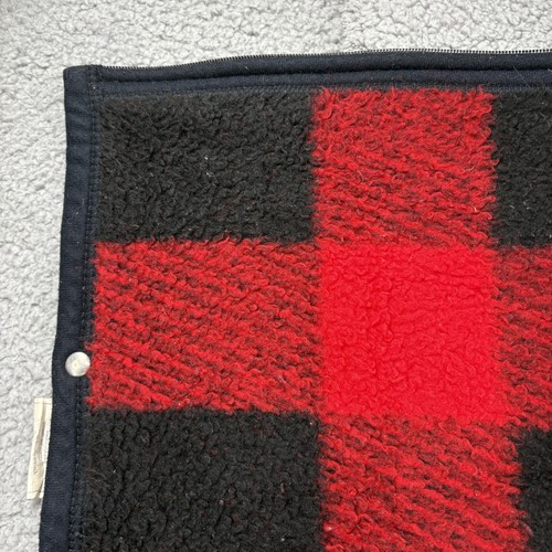 Vintage Biederlack Blanket Cuddle Wrap Throw USA Plaid Snap Zipper Distress Red - Picture 5 of 15