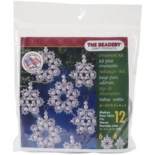 The Beadery Holiday Beaded Ornament Kit-Crystal  Pearl Snowflakes 2.5" Makes 12