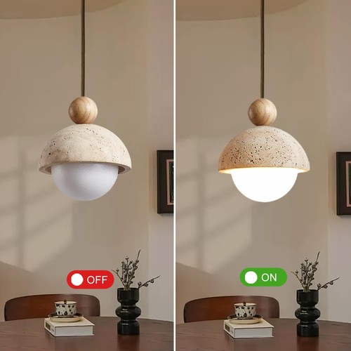 Spherical Wabi Sabi Pendant Light Natural Stone Retro Japanese Style Yellow T... - Picture 7 of 9