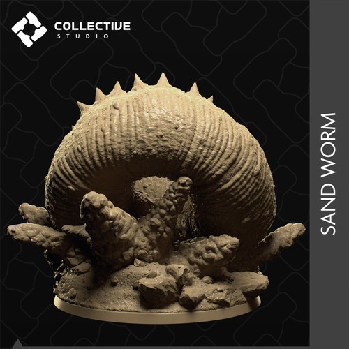 Sand Worm, Huge Desert Dune Monster | Tabletop Gaming Mini or Display Figure | C - Picture 3 of 9