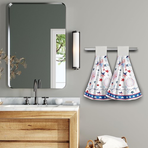 Giwawa America Flag Kitchen Hanging Towels Set of 2 Memorial Day Patriotic Fi... - Picture 6 of 7
