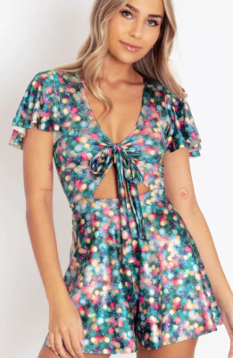 BlackMilk Bokeh Lights Rio Playsuit Small NEW
