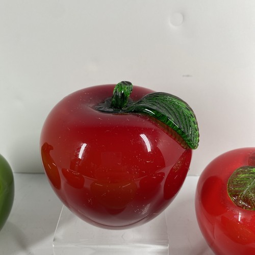 Murano Style Glass Lot 6 Apples Fruit Hand Blown Art Deco Decorative Red Green - Picture 4 of 8