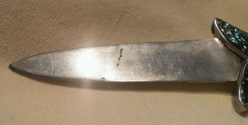 Vintage Alpaca Silver Inlayed Albalone, MOP, Letter Opener/Bottle opener - Bild 5 von 11