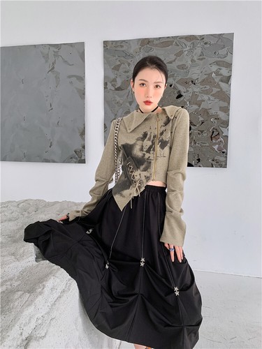 Irregular Design Womens Long Sleeve Tops Cardigan Print Coat Slim Fit Outwear Sz - Picture 11 of 23