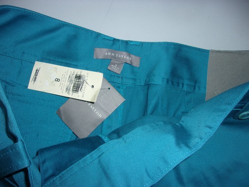 Women's Anne Taylor Gramercy straight fit aqua blue capri pants size 8 - Picture 2 of 4