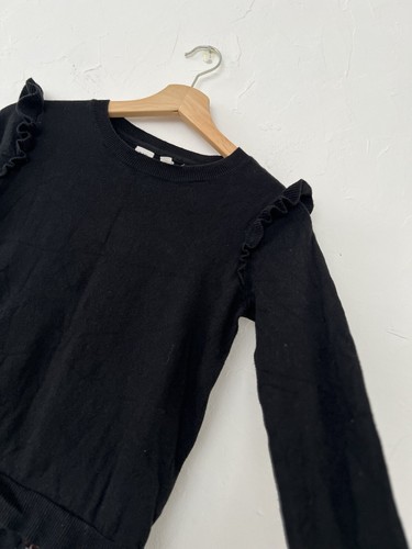 Gap Girls Black Ruffle Sweater Dress Floral Peasant Boho Knit Size 12-13 Years - Picture 6 of 6